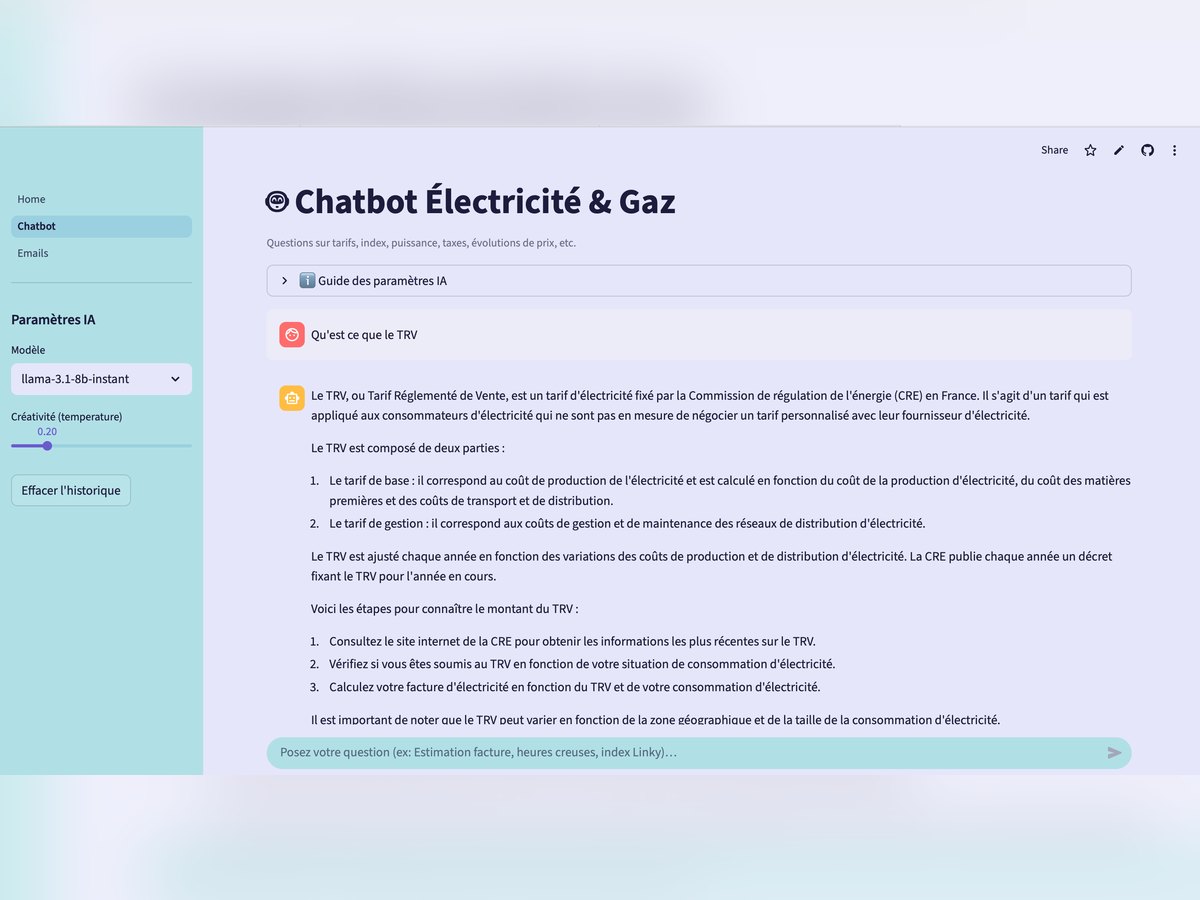 Chatbot IA Électricité & Gaz